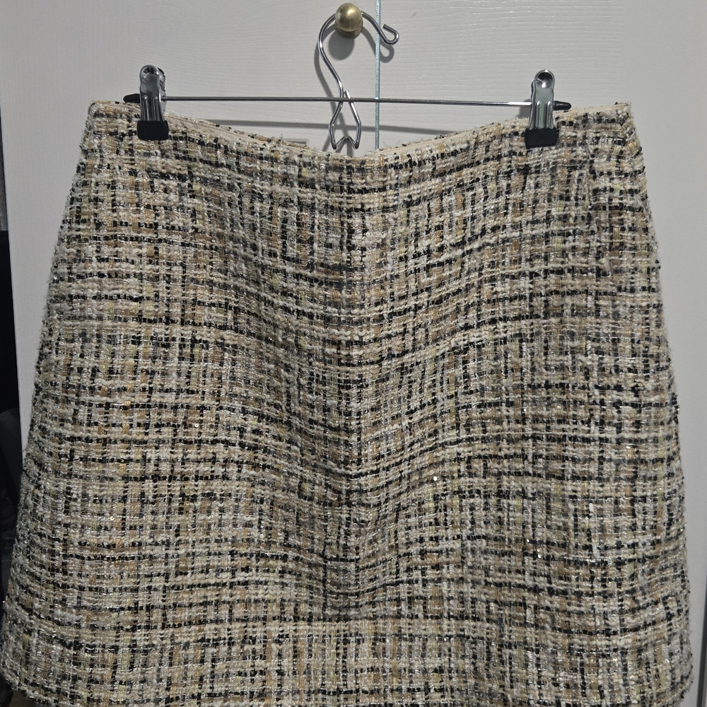 LOFT Tweed A-Line Skirt in Cream and Black